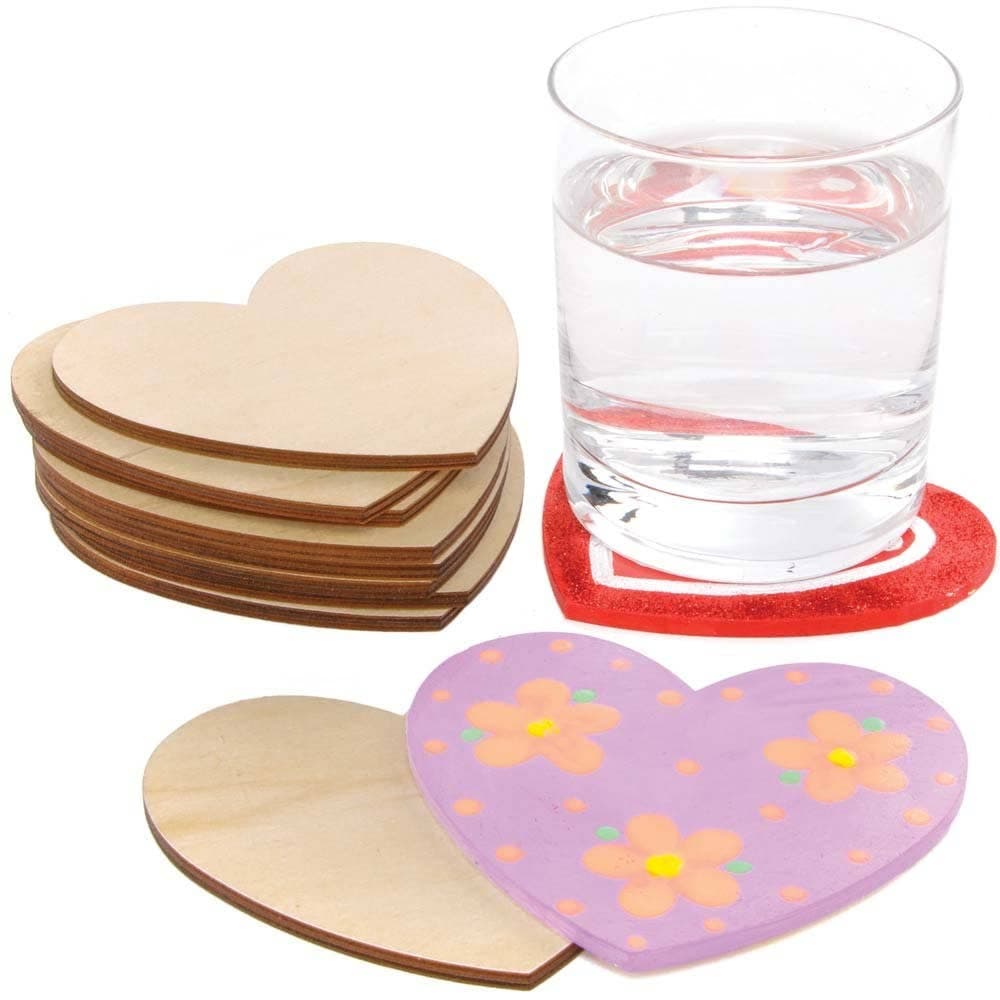 Heart Wooden Coasters (Pack of 10) Craft Blanks & Bases