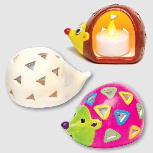 Hedgehog Ceramic Tealight Holders (Box of 4) Craft Kits For Kids