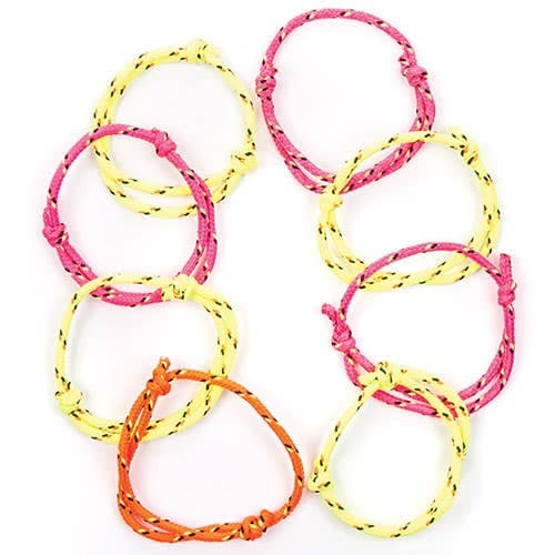 Friendship Bracelets (Pack of 12) Neon Jewellery, Adjustable, 4 Assorted Colours