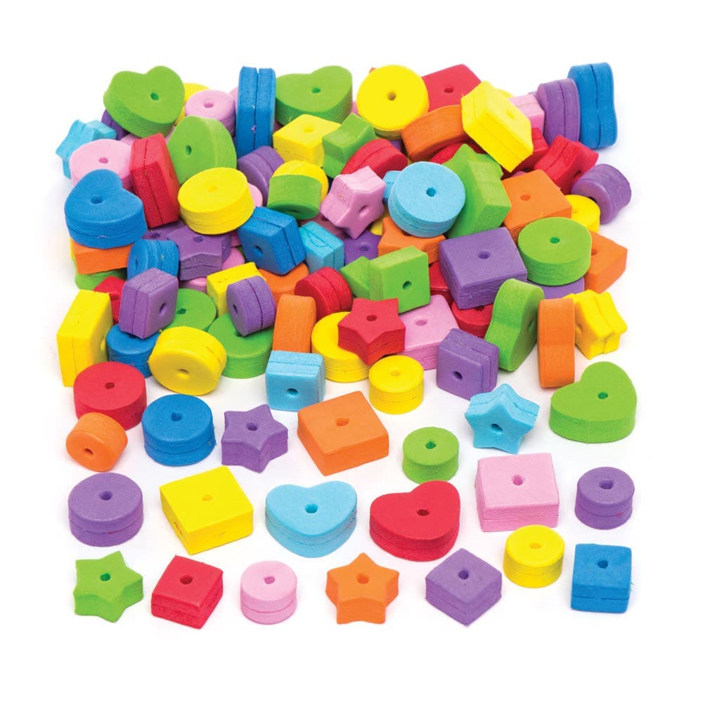 Jumbo Foam Beads (Pack of 250) Craft Embellishments 5 assorted colours - Yellow, Red, Green, Purple & Blue