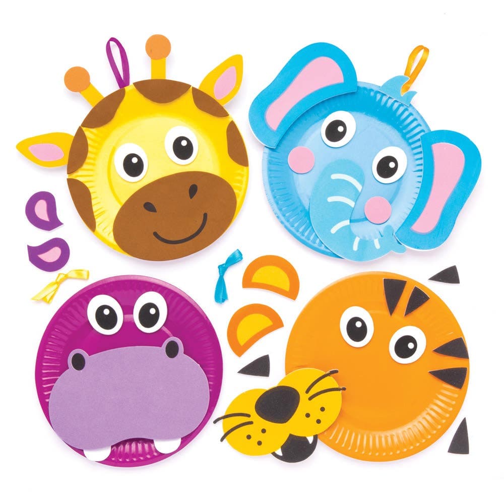 Jungle Animal Plate Decoration Kits (Pack of 4) Decoration Craft Kits