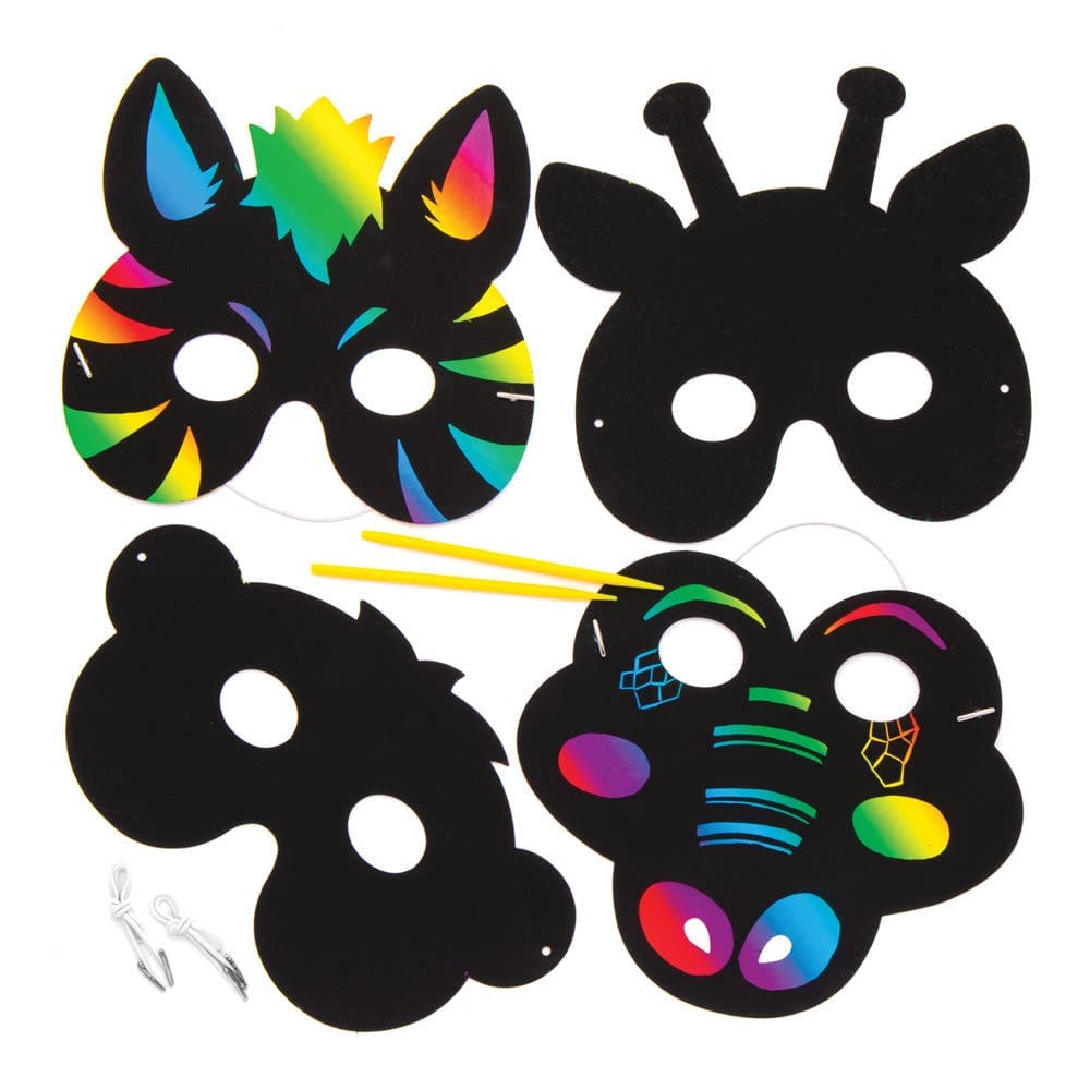 Jungle Animal Scratch Art Masks (Pack of 6) Art Craft Kits