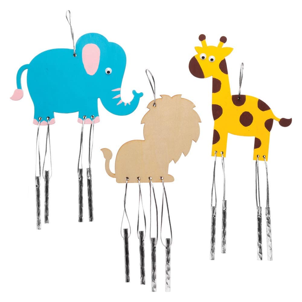 Jungle Animal Wooden Windchimes (Pack of 4) Nature Craft Kits