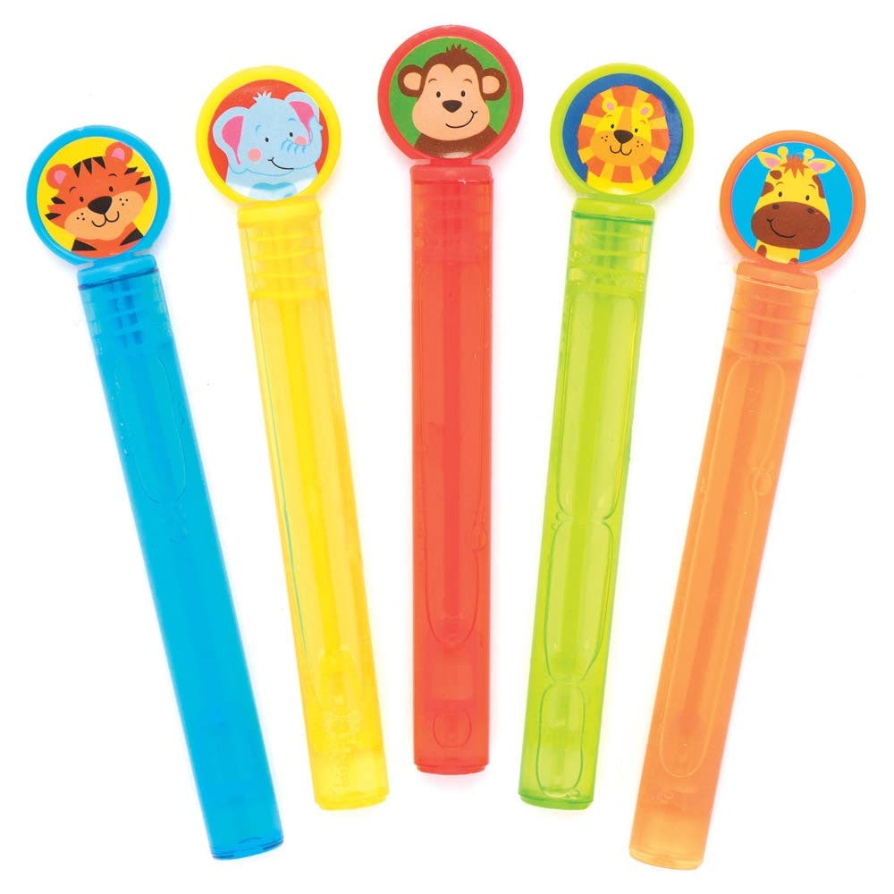 Jungle Chums Touchable Bubbles (Pack of 10) Pocket Money Toys 5 assorted tube colours - Blue, Green, Yellow, Red & Orange