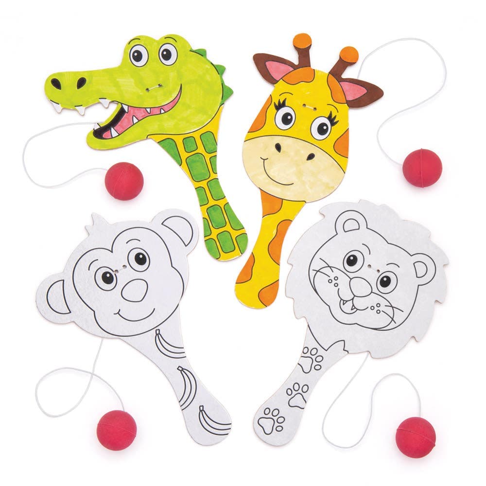 Jungle Colour-in Paddle Balls (Pack of 5) Pocket Money Toys