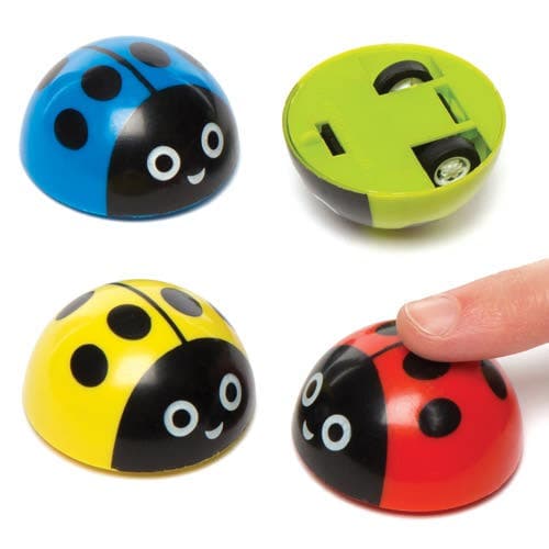 Ladybird Pull Back Racers (Pack of 4) Pocket Money Toys, 4 Assorted Colours, Racer Size 4cm