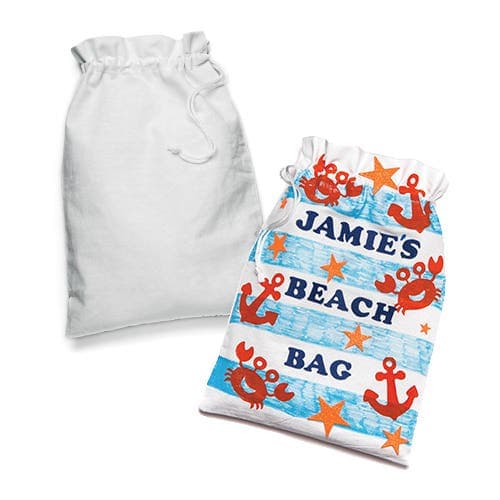 Large Fabric Drawstring Bags (Pack of 2) Decoration Craft Kits White
