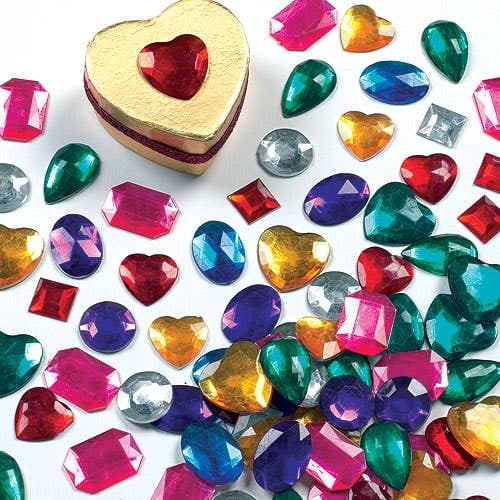 Large Self-Adhesive Acrylic Jewels (Pack of 120) Craft Supplies, Sizes 15-25mm, Assorted Colours & Designs