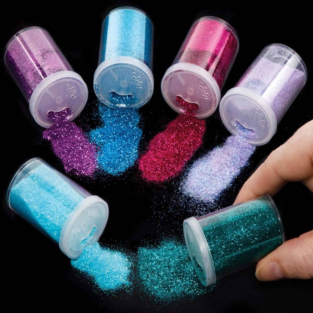 Mermaid Glitter Shakers (Pack of 6) Craft Embellishments 6 assorted colours - Teal, Turquoise, Pink, Blue, Lilac & Purple