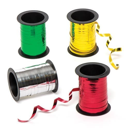 Metallic Foil Ribbons (Pack of 4) Craft Embellishments 4 assorted metallic colours - Red, Green, Silver & Gold