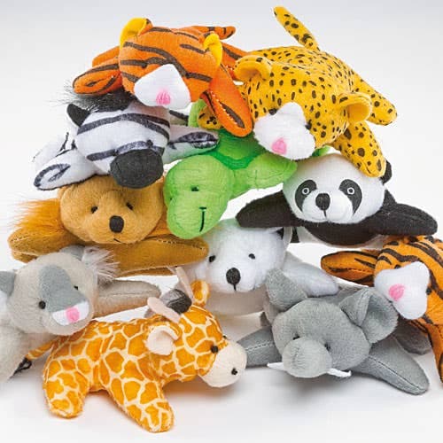 Mini Animal Plush Soft Toys Approx. 10cm (Pack of 10) Party Gifts & Prizes, Animals Include Elephant, Panda, Koala & Lion