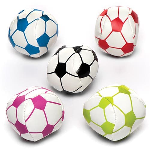 Mini Soft Footballs (Pack of 5) Pocket Money Toys, 5 Assorted Colours - Red, Black, Blue, Purple & Green