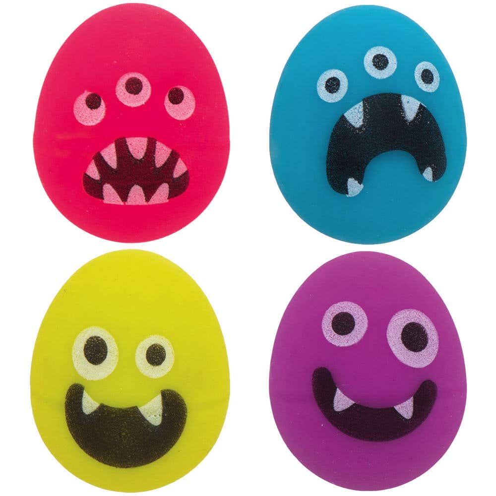 Monster Bunch Egg Bouncy Balls (Pack of 10) Halloween Toys 5 assorted colours - Green, Pink, Orange, Purple & Blue