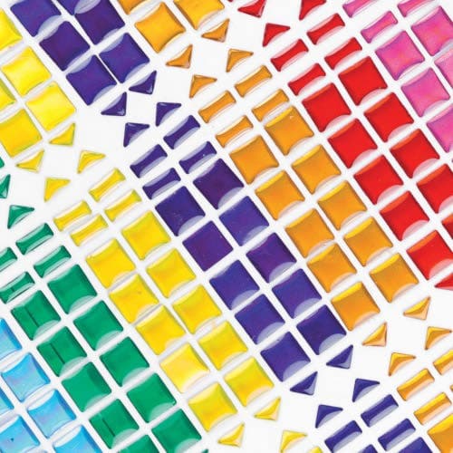 Mosaic Stick-on Stones (Pack of 375) Craft Embellishments 7 assorted colours - Blue, Green, Yellow, Purple, Orange, Red and Pink