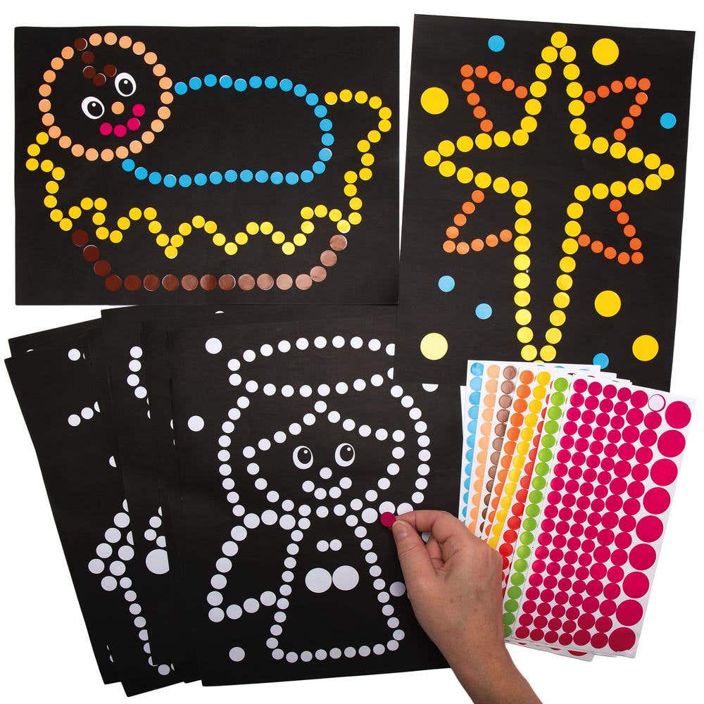 Nativity Dotty Art (Pack of 8) Christmas Crafts 8 assorted sticker colours - Red, Yellow, Green, Orange, Pink, Blue, Brown & Peach