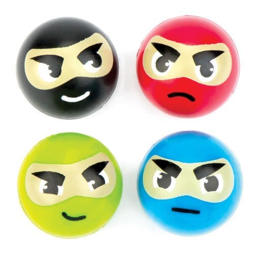 Ninja Bouncy Balls (Pack of 8) Pocket Money Toys 4 assorted colours - Red, Blue, Green & Black