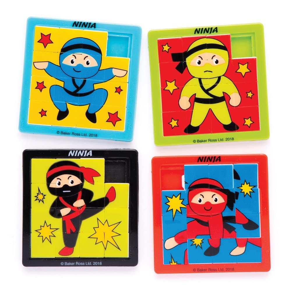 Ninja Sliding Puzzles (Pack of 8) Creative Play Toys 4 assorted colours - Green, Black, Blue & Red