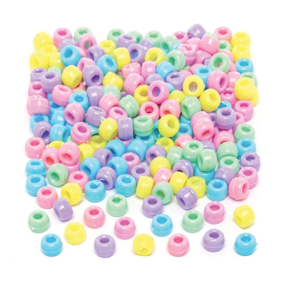 Pastel Beads Value Pack (Pack of 600) Craft Embellishments, 6 Assorted Pastel Colours, Bracelet Making