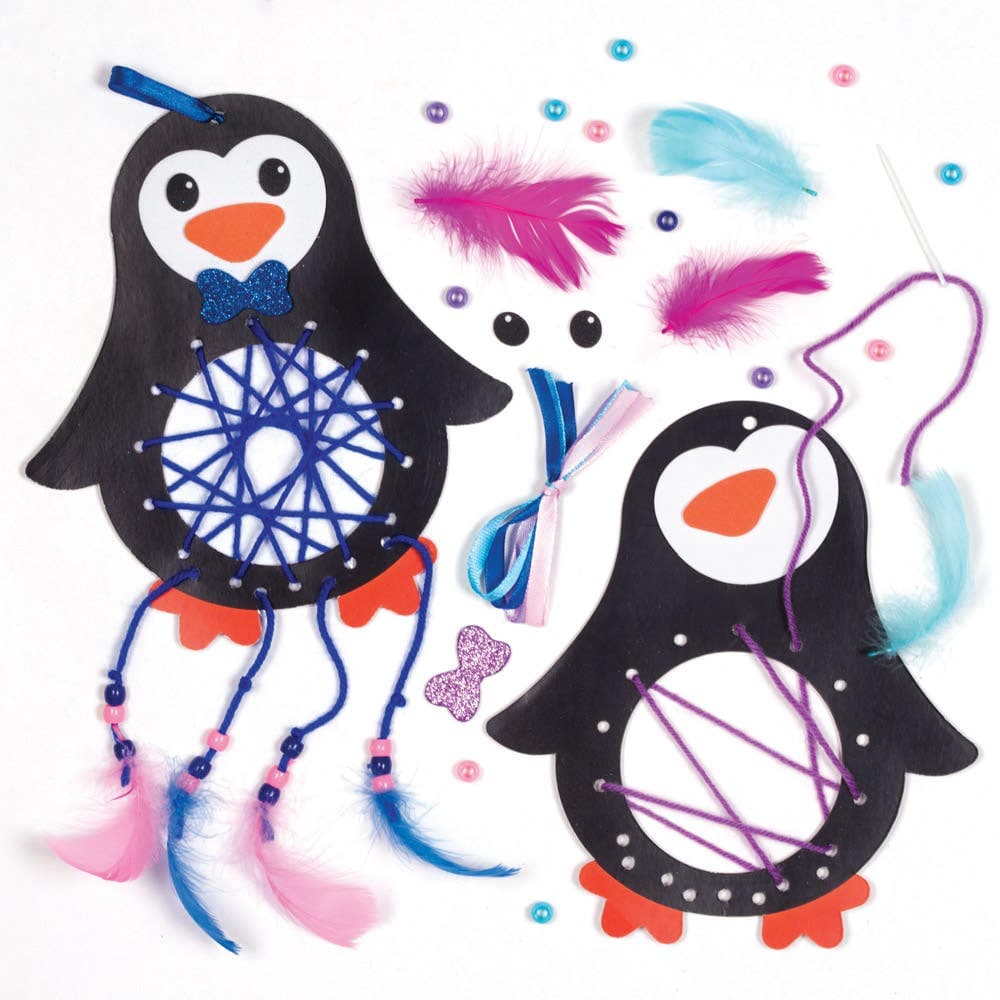 Penguin Dreamcatcher Kits (Pack of 4) Christmas Crafts, All-In-One Kits, Card & Foam, 3 Assorted Designs