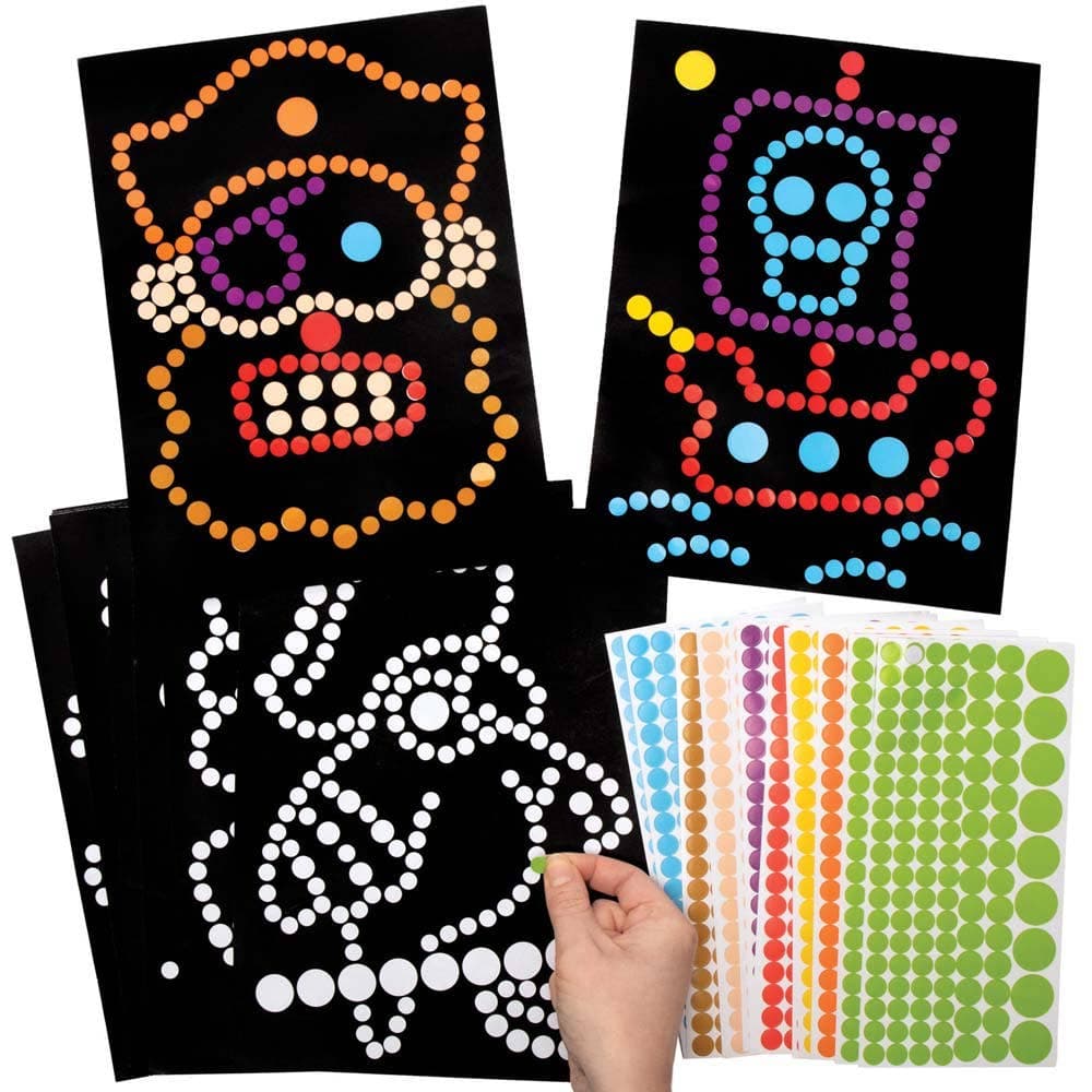Pirate Dotty Art (Pack of 8) Art Craft Kits 8 sticker colours - Purple, Red, Yellow, Orange, Green, Blue, Peach & Brown