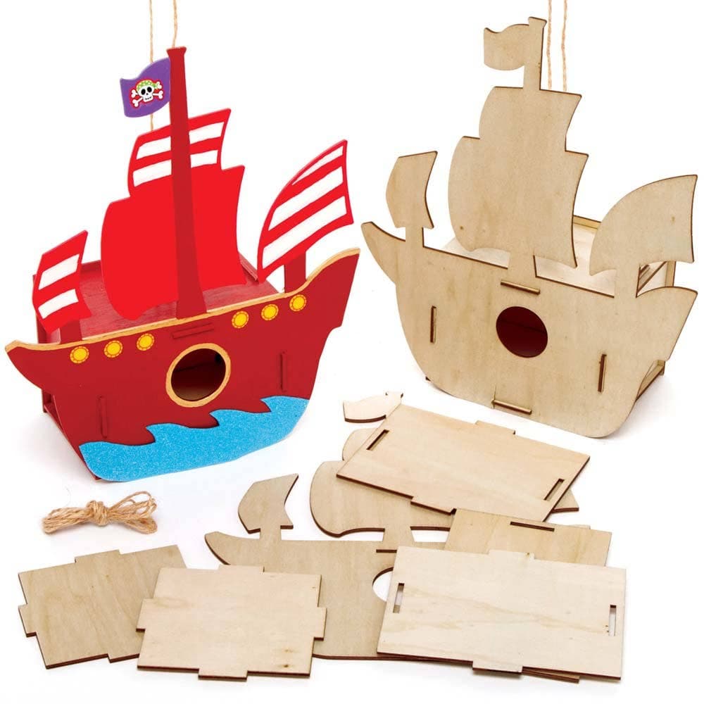 Pirate Ship Wooden Bird House Kits (Pack of 2) Nature Craft Kits