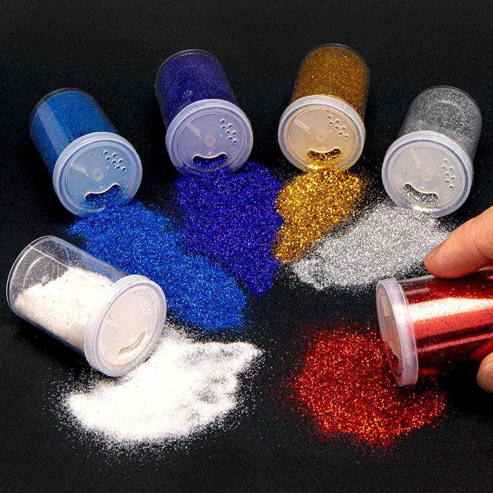 Glitter Shakers Bumper Pack (Pack of 6) 6 Assorted Colours, 15g Glitter Per Shaker, Craft Room Essentials