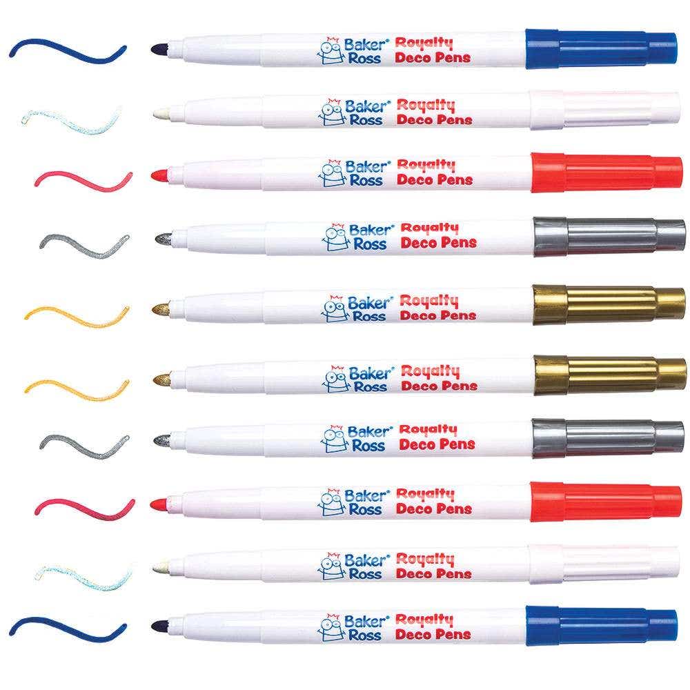 Value Multi-Purpose Deco Pens (Pack of 10) Art Supplies, Art Materials 5 assorted colours - Red, Blue, White, Gold & Silver
