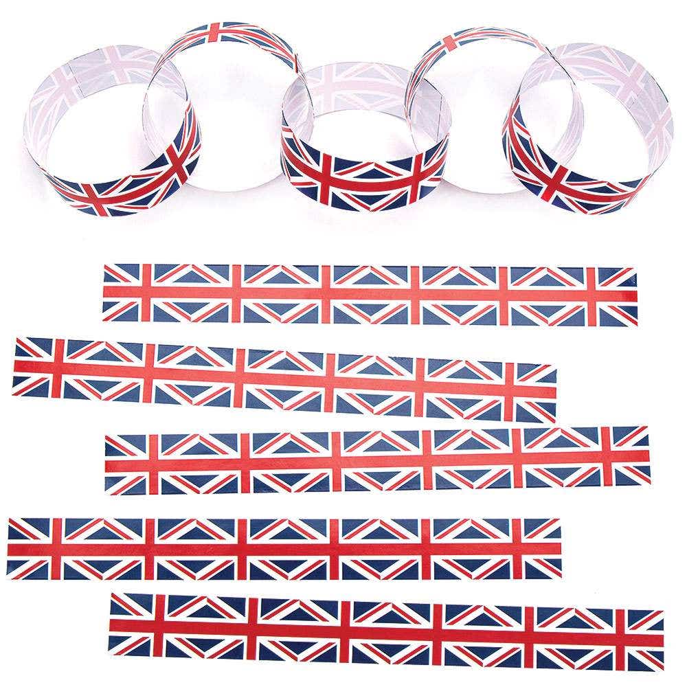 Union Jack Paper Chains (Pack of 300) Party Supplies, Make Your Own, Gummed Paper Chains