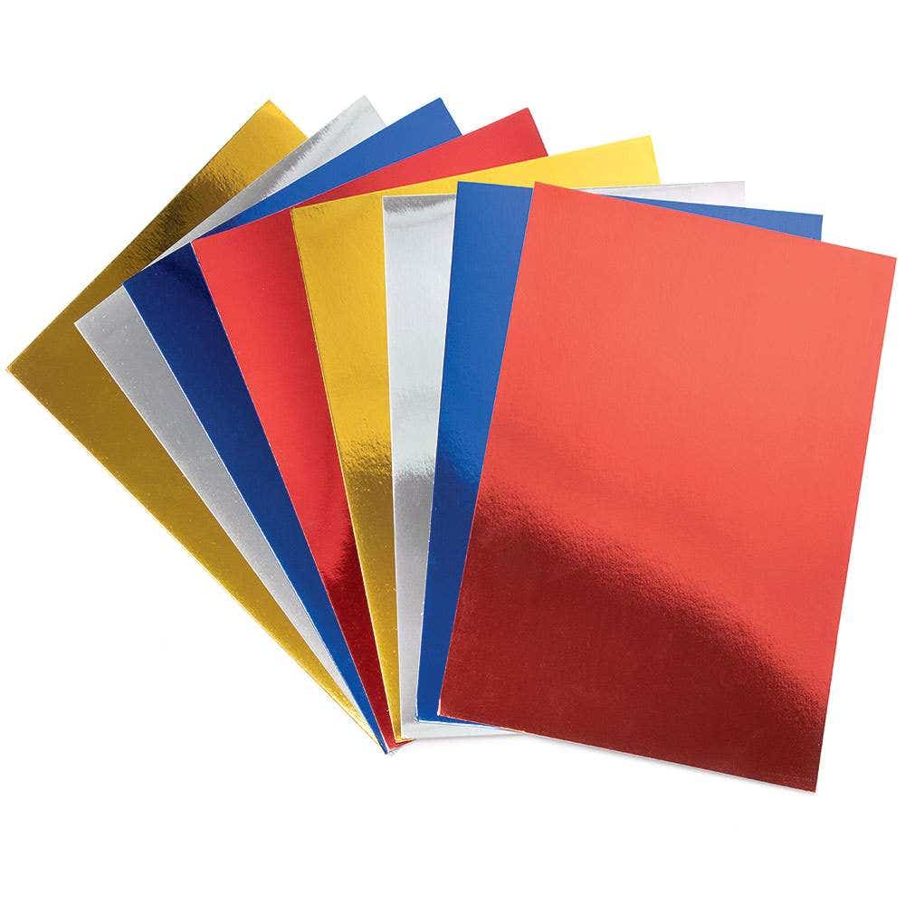 Metallic A4 Card Value Pack 250gsm (Pack of 20) 4 Assorted Colours, Shiny Card, Crafts & Collages