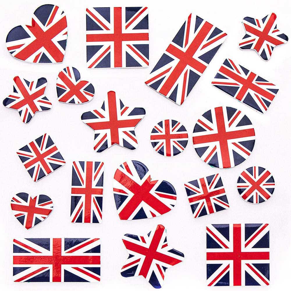 Union Jack Foam Stickers (Pack of 200) 10 Assorted Designs, Educational Crafts For Kids