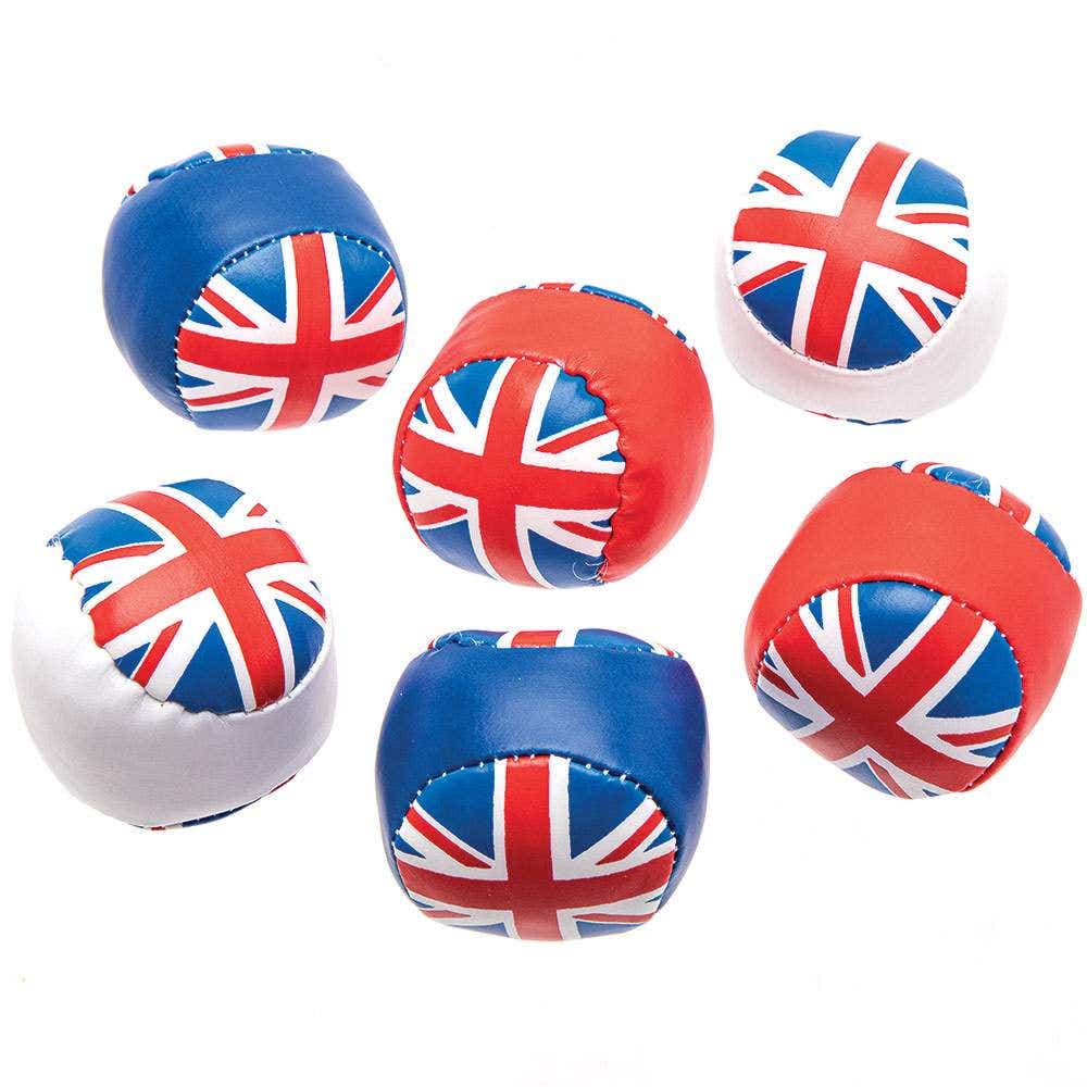Union Jack Mini Soft Balls (Pack of 6) Small Toy Treats, 3 Assorted Colours