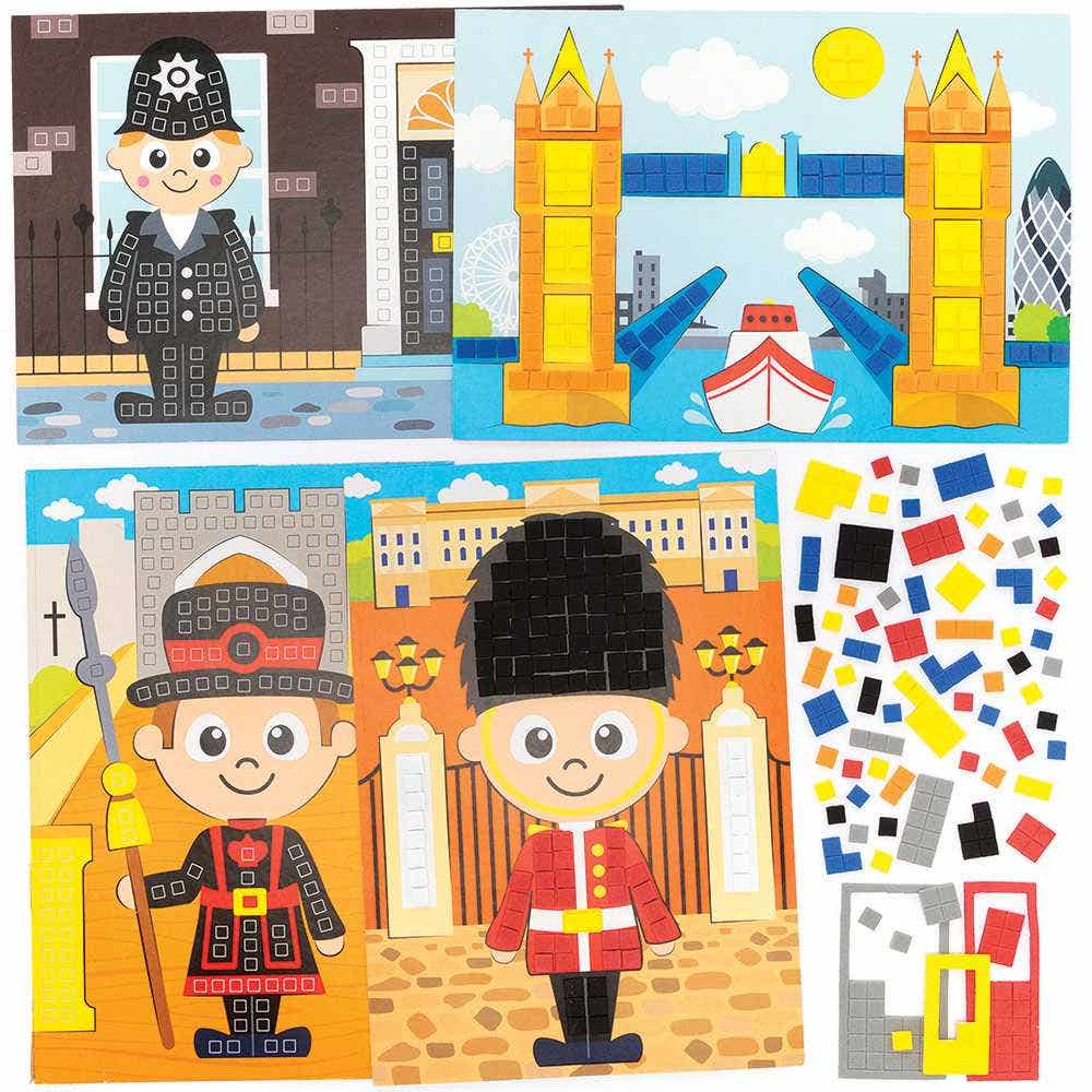 London Mosaic Picture Kits (Pack of 4) Craft Kits For Kids