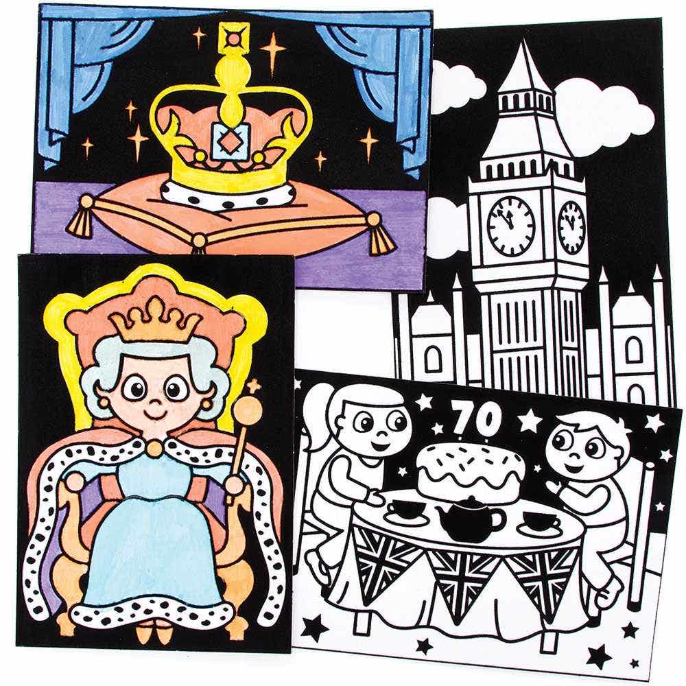 Platinum Jubilee Colour-in Fuzzy Art Pictures (Pack of 10) Drawing