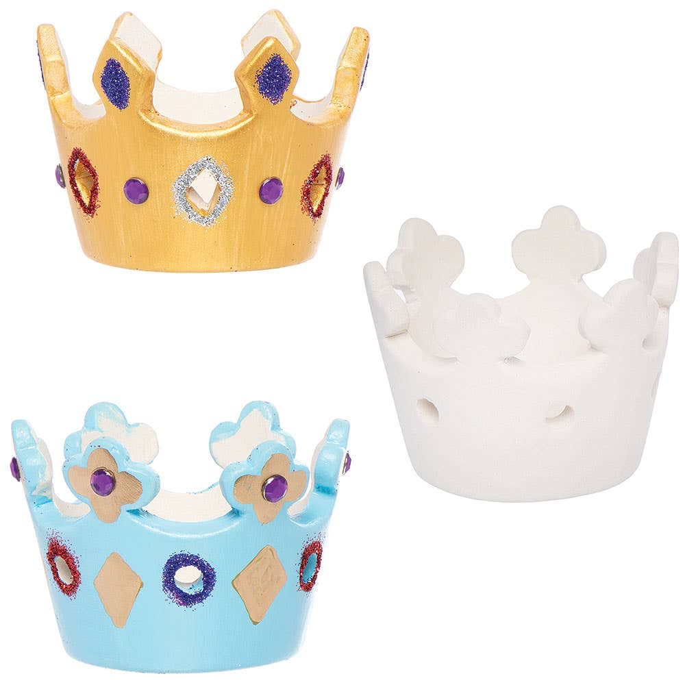 Crown Ceramic Tealight Holders (Box of 4) 2 Designs, Pottery Painting, Decorate Your Own, Craft Kits