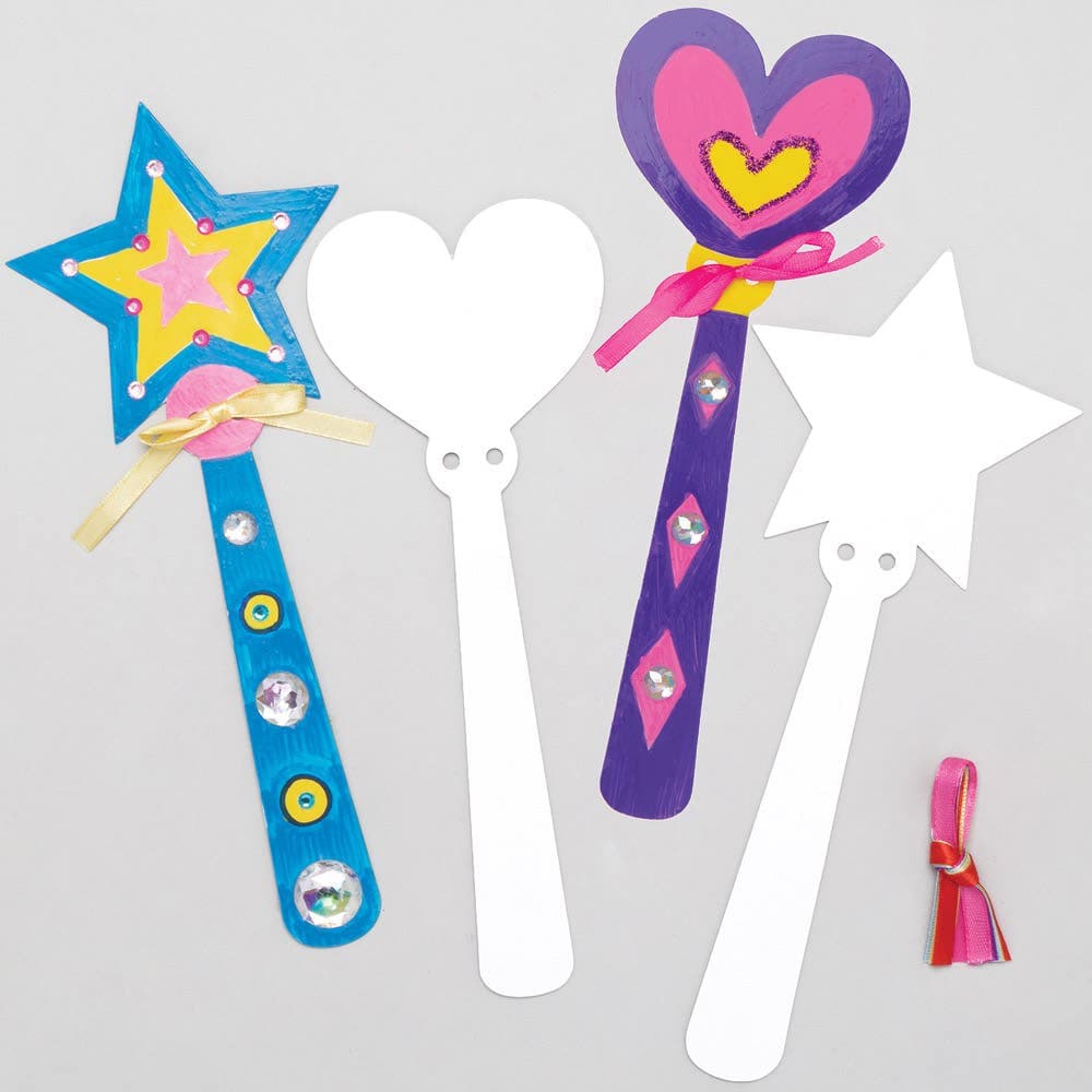 Princess Wand Card Blanks (Pack of 10) Craft Blanks & Bases 5 assorted ribbon colours - Pink, Purple, Blue, Yellow & Red