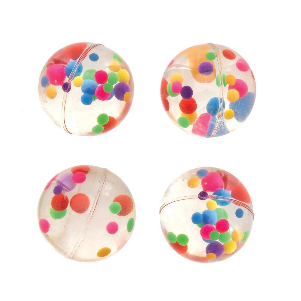 Rainbow Bead Bouncy Balls (Pack of 8) Pocket Money Toys, Great For Party Bags, 1 Design, 30mm Diameter