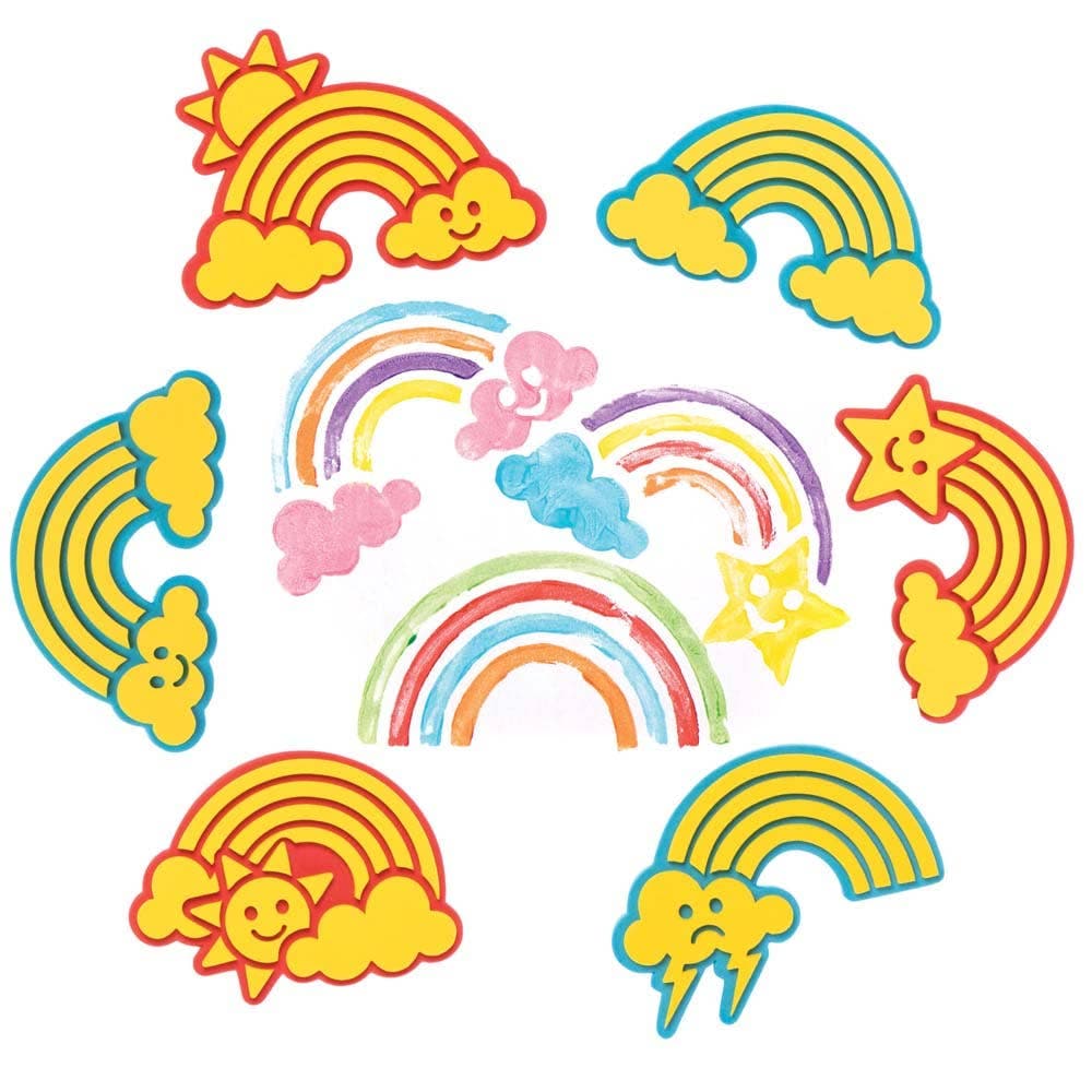 Rainbow Foam Stampers (Pack of 10) Art Supplies, Art Materials 3 foam colours - Red, Yellow & Blue