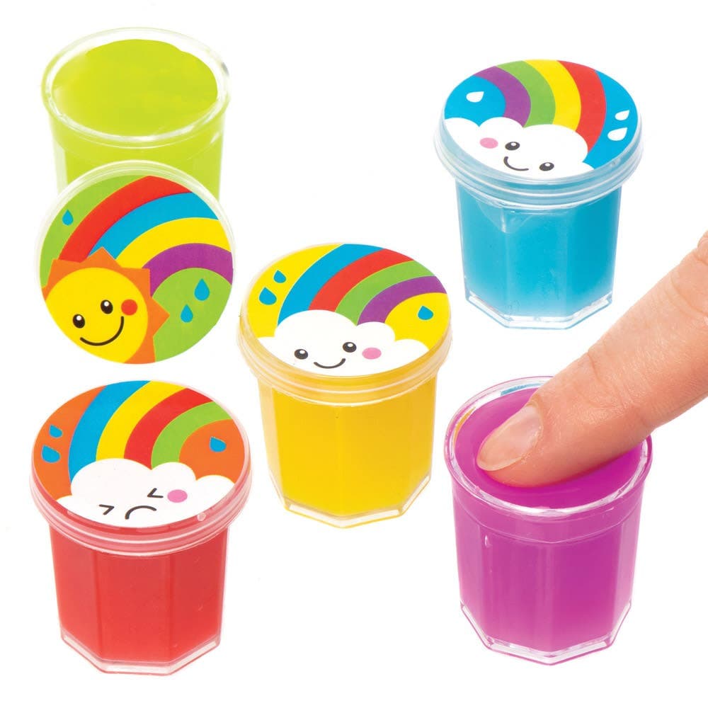Rainbow Glitter Slime (Pack of 10) Soft & Sensory Toys, 5 Assorted Colours/Designs - Blue, Yellow, Green, Red & Purple