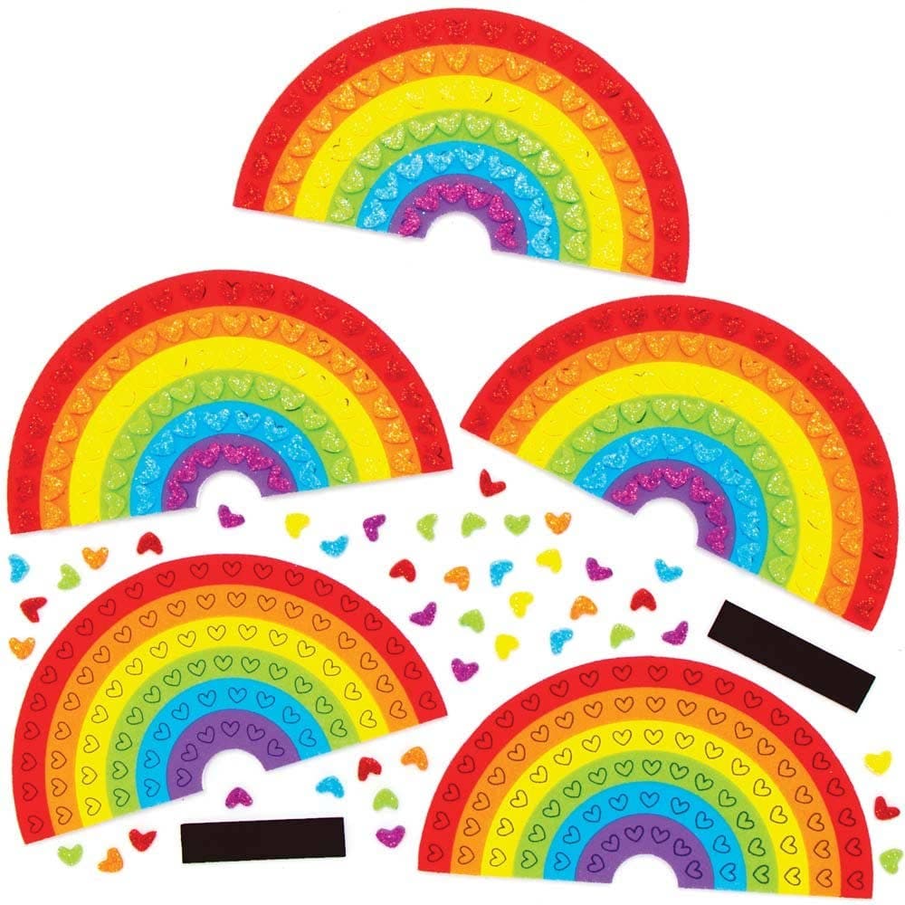 Rainbow Heart Mosaic Magnet Kits (Pack of 5) Art Craft Kits