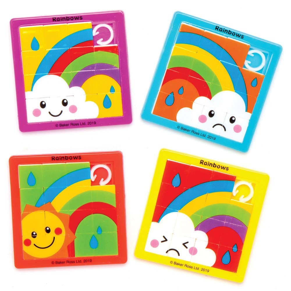 Rainbow Sliding Puzzles (Pack of 6) Creative Play Toys 6 assorted colours - Yellow, Green, Blue, Red, Purple & Orange
