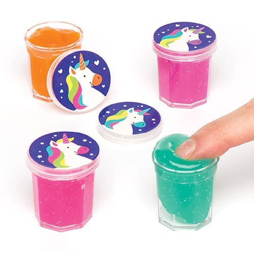 Rainbow Unicorn Magic Slime (Pack of 8) Soft & Sensory Toys 4 assorted colours - Lime Green, Pink, Blue & Green