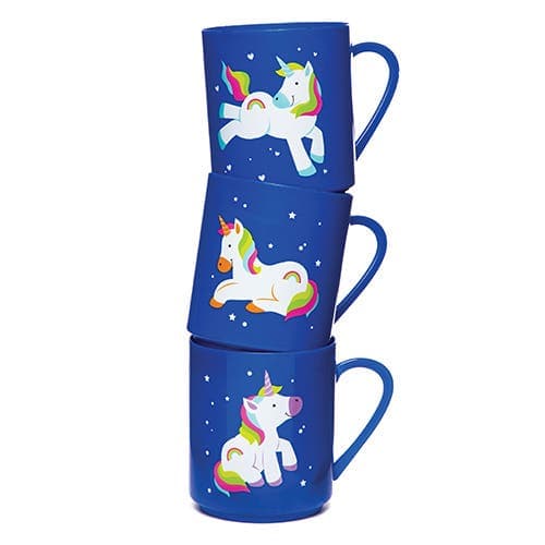 Rainbow Unicorn Mugs (Pack of 4) Pocket Money Toys, 4 Assorted Designs, Party Bag Filler/Prizes