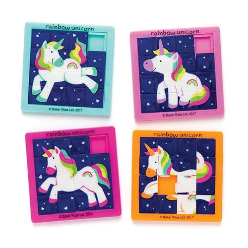 Rainbow Unicorn Sliding Puzzles (Pack of 8) Creative Play Toys