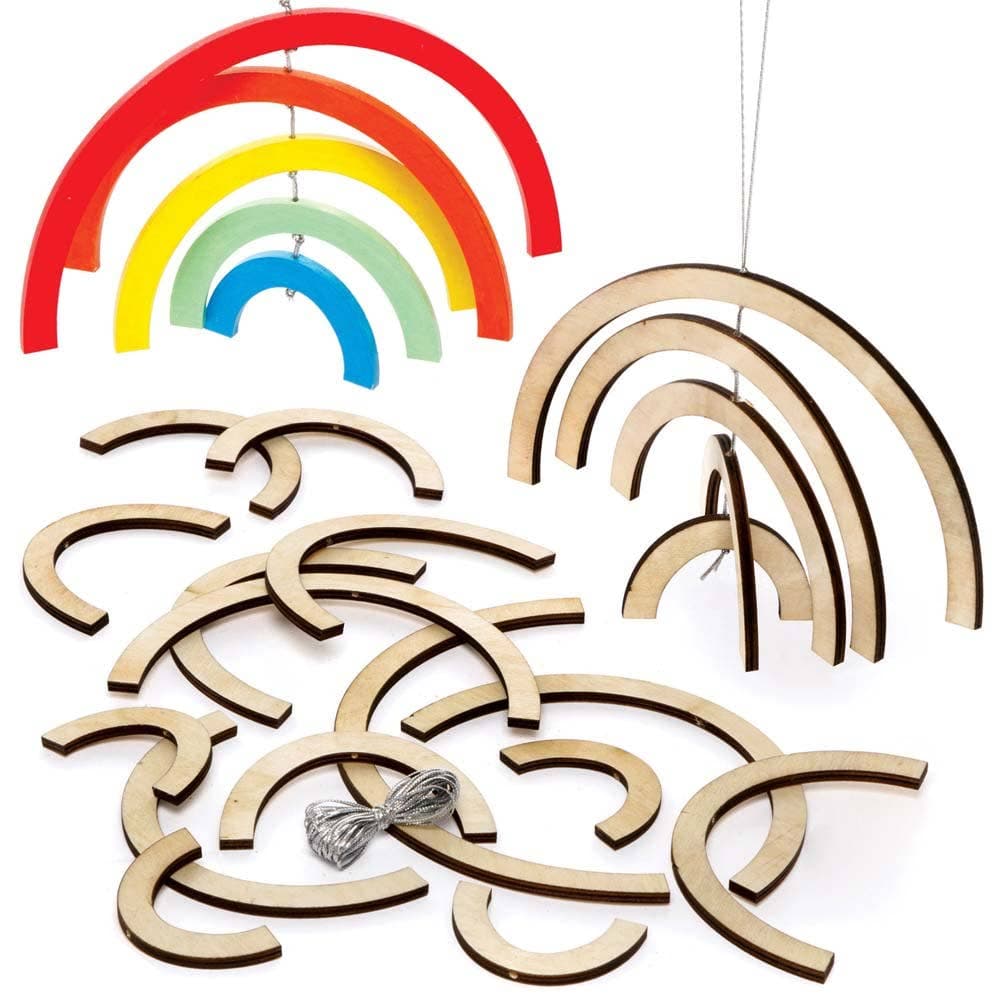 Rainbow Wooden Spiral Decoration Kits (Pack of 4) Decoration Craft Kits