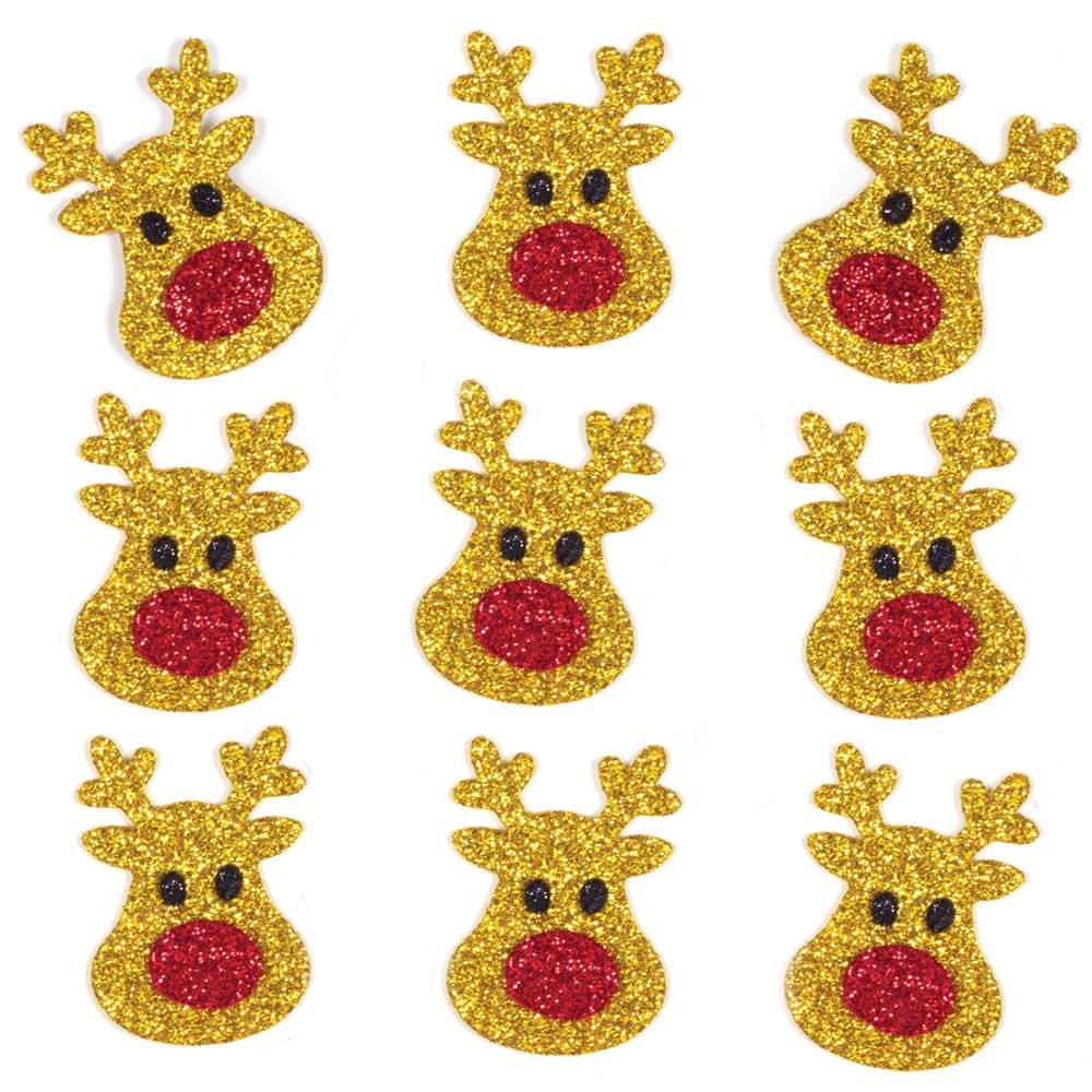 Reindeer Glitter Foam Stickers (Pack of 100) Christmas Craft Supplies