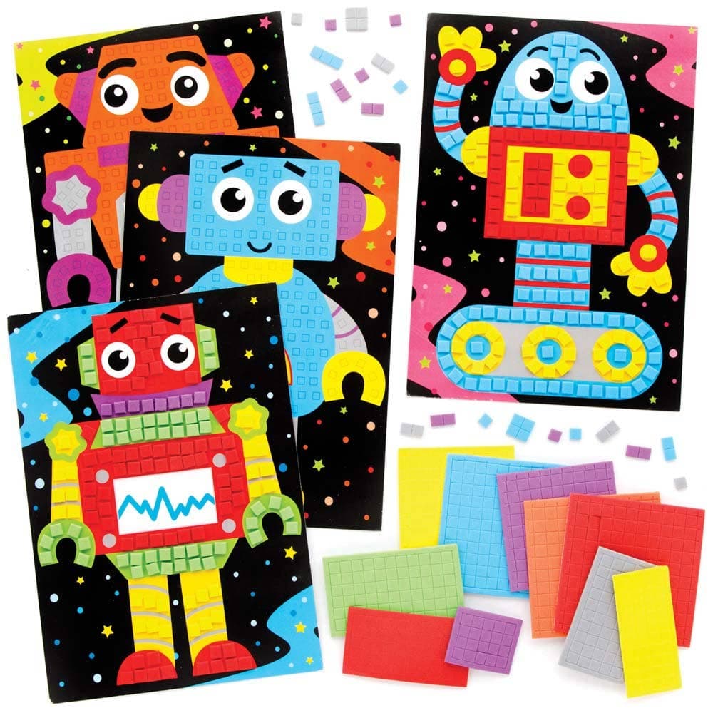Robot Mosaic Picture Kits (Pack of 4) Craft Kits For Kids