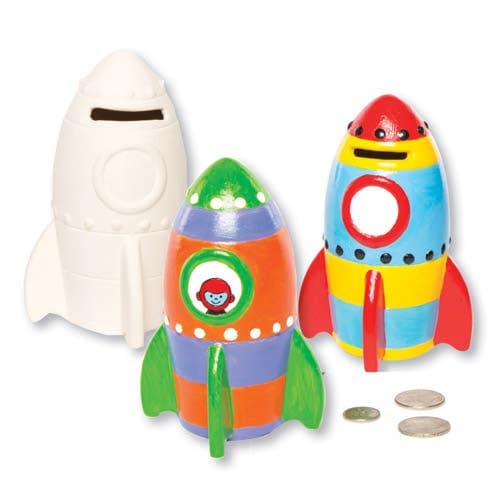 Rocket Coin Banks (Box of 2) Decoration Craft Kits