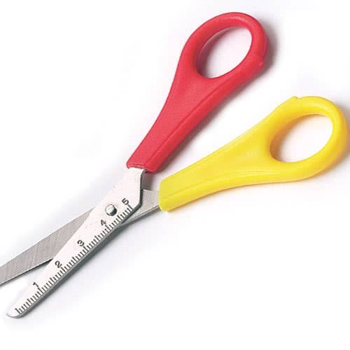 Ruler Scissors 13cm (Pack of 8) Right-Handed Scissors, Plastic Handle
