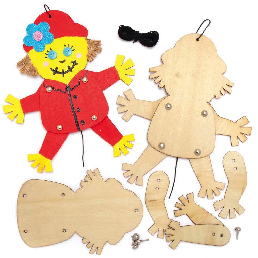 Scarecrow Wooden Puppet Kits (Pack of 4) Art Craft Kits