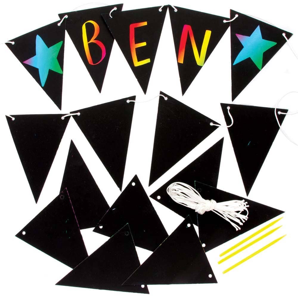 Scratch Art Bunting (Per pack) Party Decorations